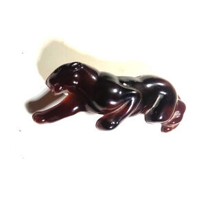 Hair Barrette Tension Clips Brown Acrylic Panther Cat Stalking Classic